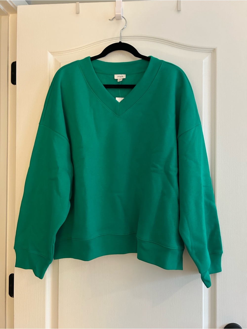 NWT New J. Crew Oversized Green V-Neck Sweatshirt XXL